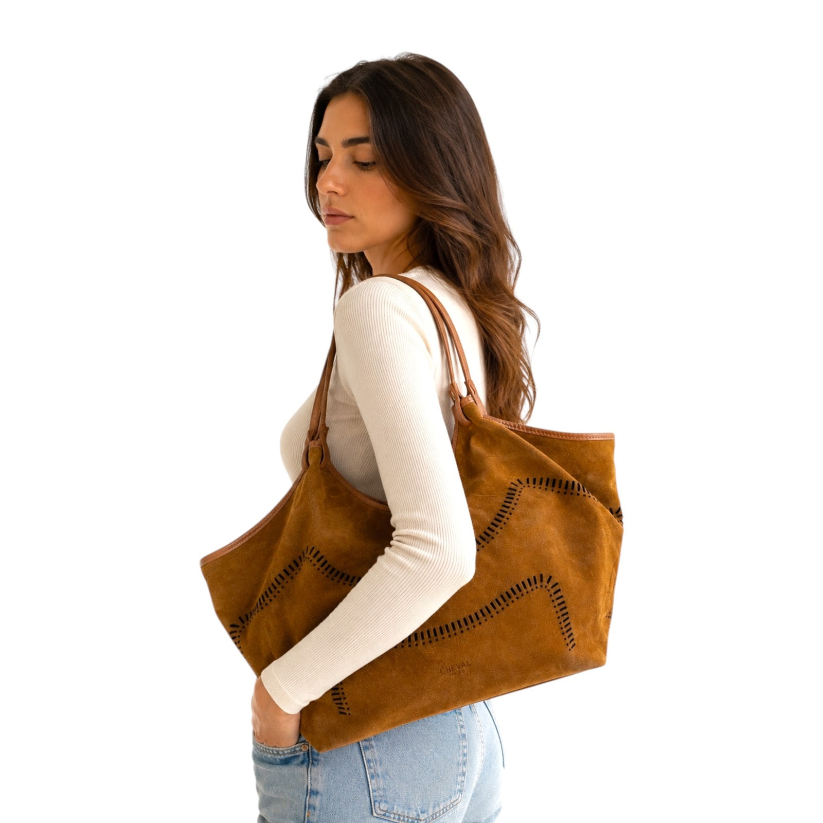 Borsa a Spalla Cheval Firenze Madera Suede Cuoio
