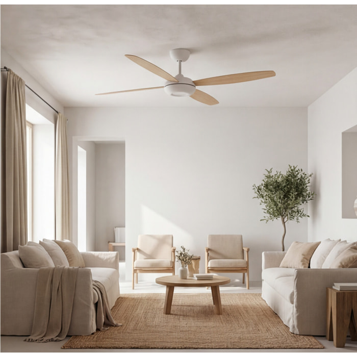 Forlight Ventilador Kudari Blanco Madera clara Blanco