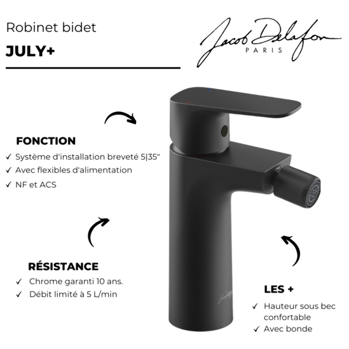 Mitigeur bidet JACOB DELAFON July+