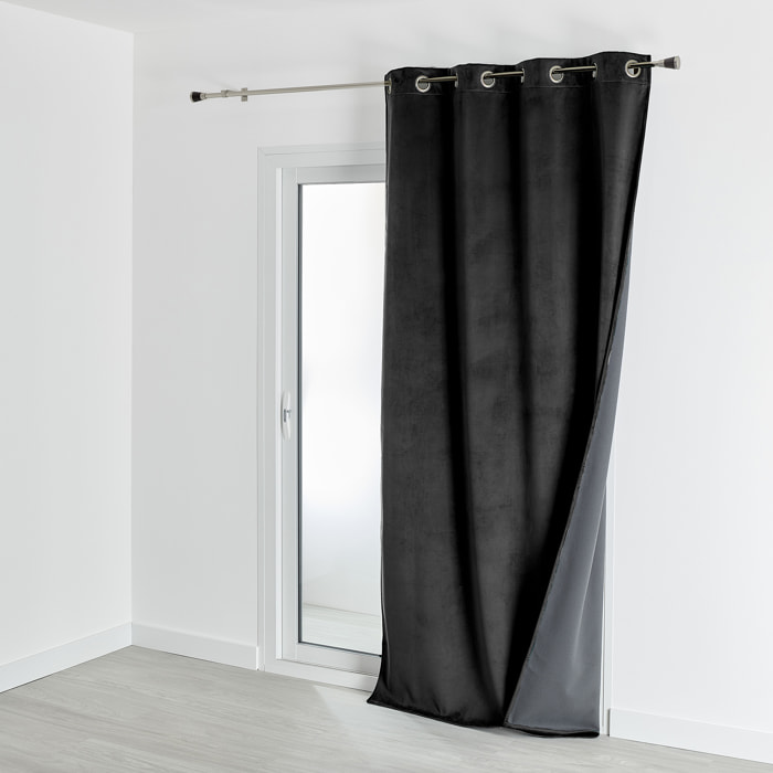 Rideau isolant et occultant en velours doublé polaire - Noir
