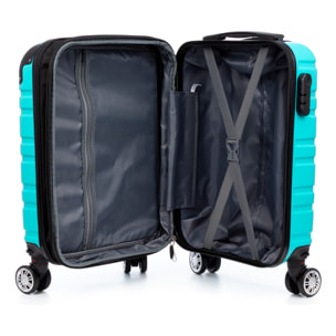 Set di 2 valigie Trolley espandibili, in materiale leggero ABS ad alta resistenza con angoli rinforzati. Chiusura numerica, 4 ruote doppie girevoli a 360° e rimovibili.