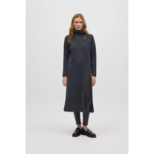 Maglione lungo caldo color antracite con spacco