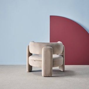 Fauteuil tripode en velours beige