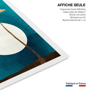 Poster cocotier sur fond bleu Affiche seule