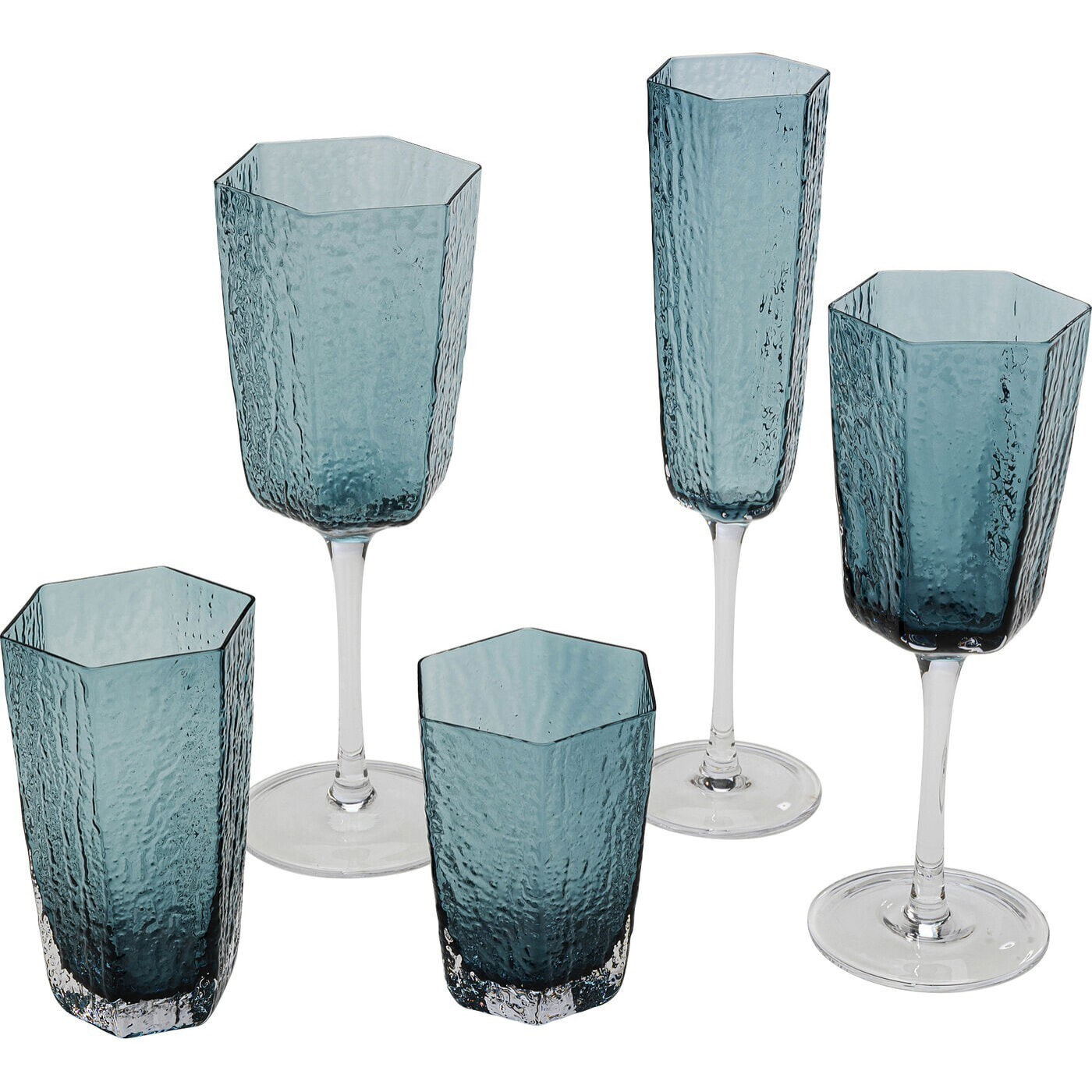 Verres à eau Cascata bleus set de 6 Kare Design