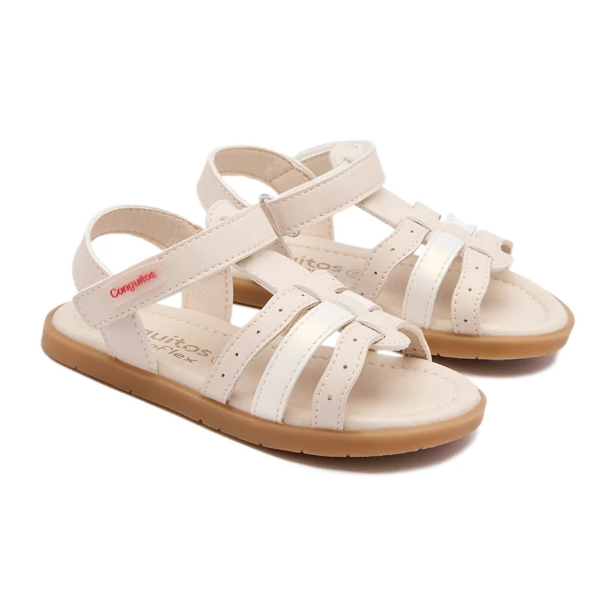 Sandalias Abiertas de Niña Brillantes Respetuosas Goflex en Beige