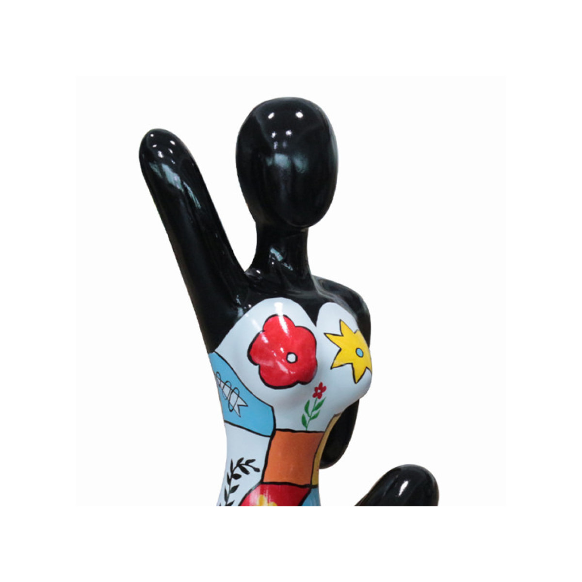 Statue femme en résine noire avec dessins multicolores H54cm - CIRCE 02