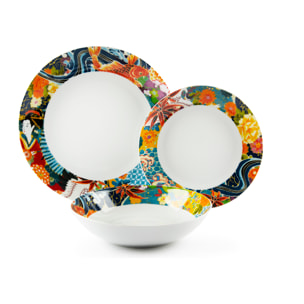 Service de table 18 pièces Excelsa – Nippon, Porcelaine Multicolore