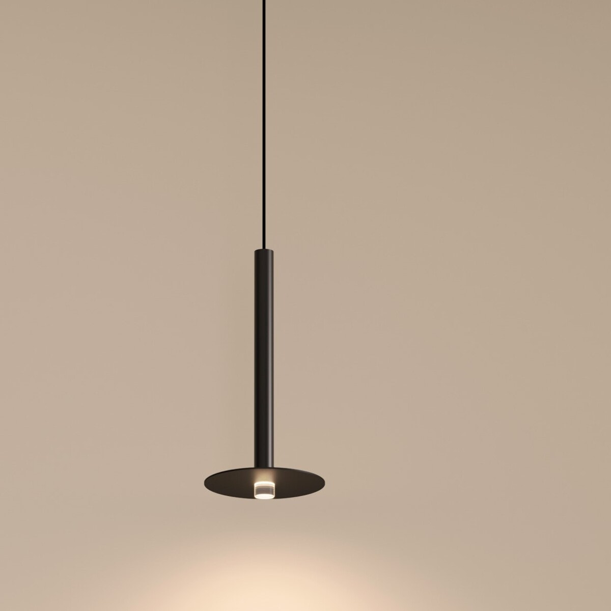 LEDS C4 Lámpara Colgante de Techo de Diseño Minimalista con Luz LED 3.2W 169lm. Lámpara Suspendida Florón Empotrable Negro Mate