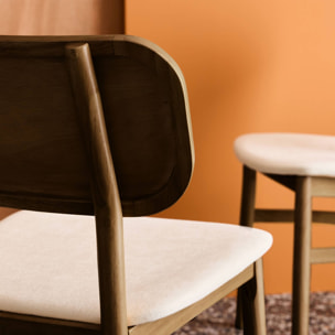 Chaise vintage bois d'hévéa et tissu (lot de 2) OLYMPIE