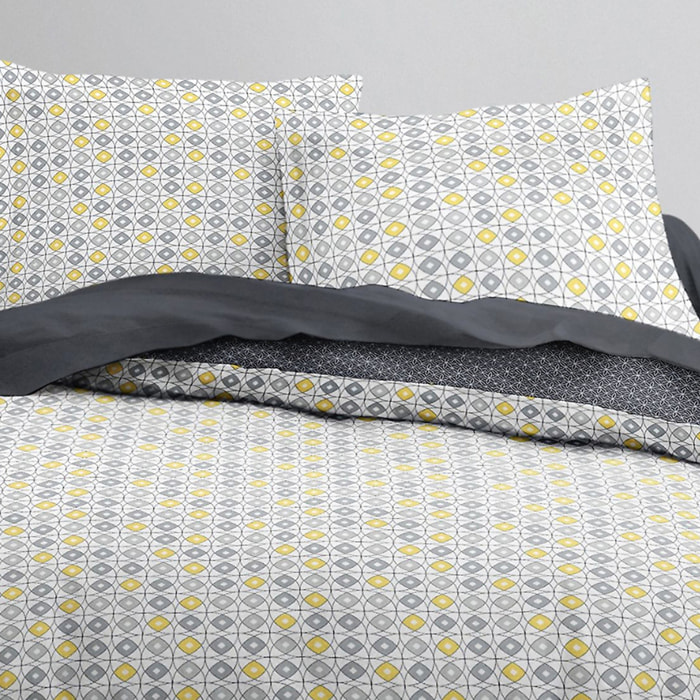 Parure Housse De Couette 3pcs 100% coton 57fils Gris