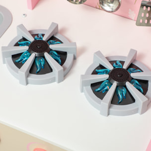 Cocina de Juguete para Niños +3 Años Cocina de Madera Infantil Cocinita Infantil con Sonido Fogón Horno Grifo Fregadero Microondas Lavadora Máquina de Hielo y Accesorios de Cocina Rosa