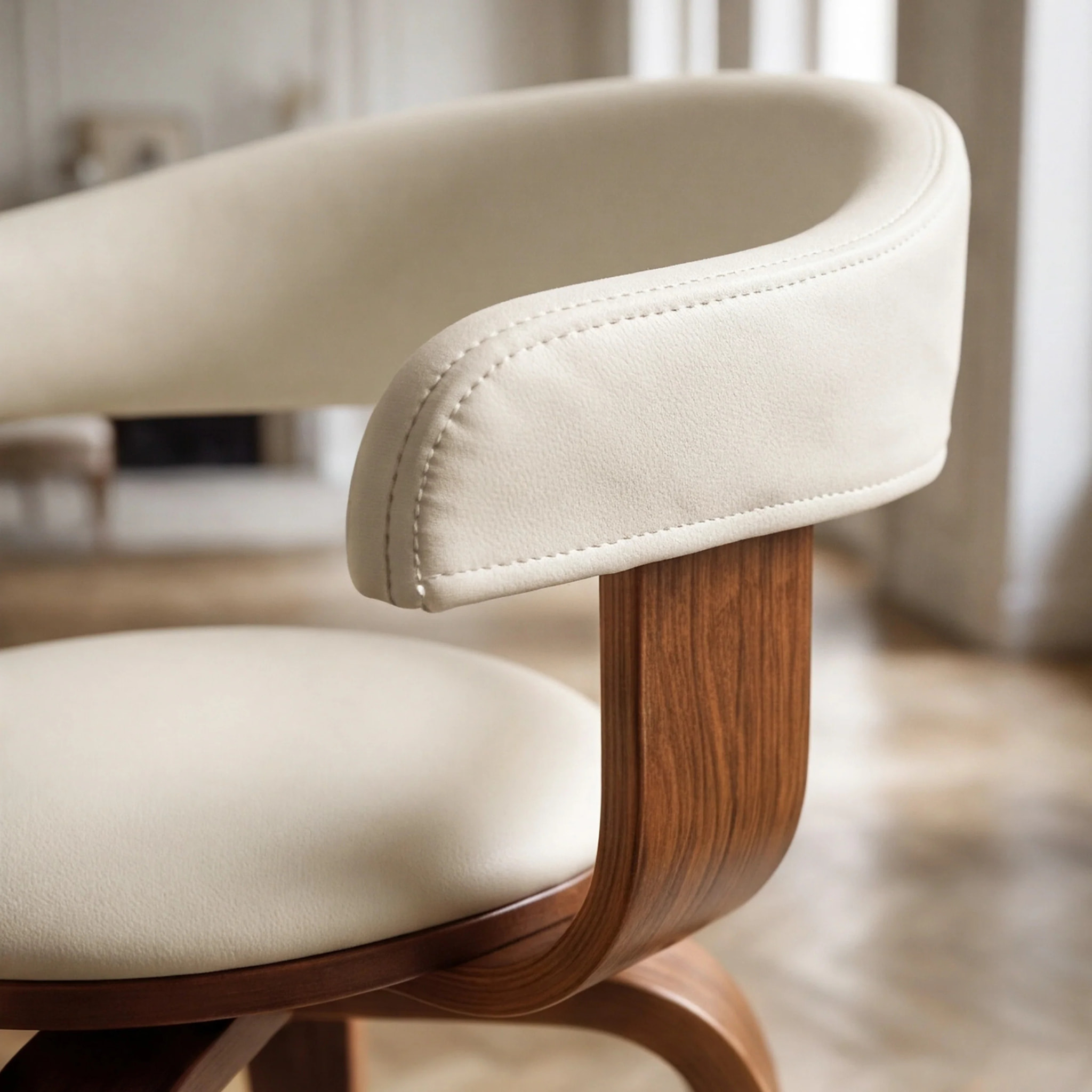 Chaise avec accoudoirs en cuir synthétique blanc - Harold