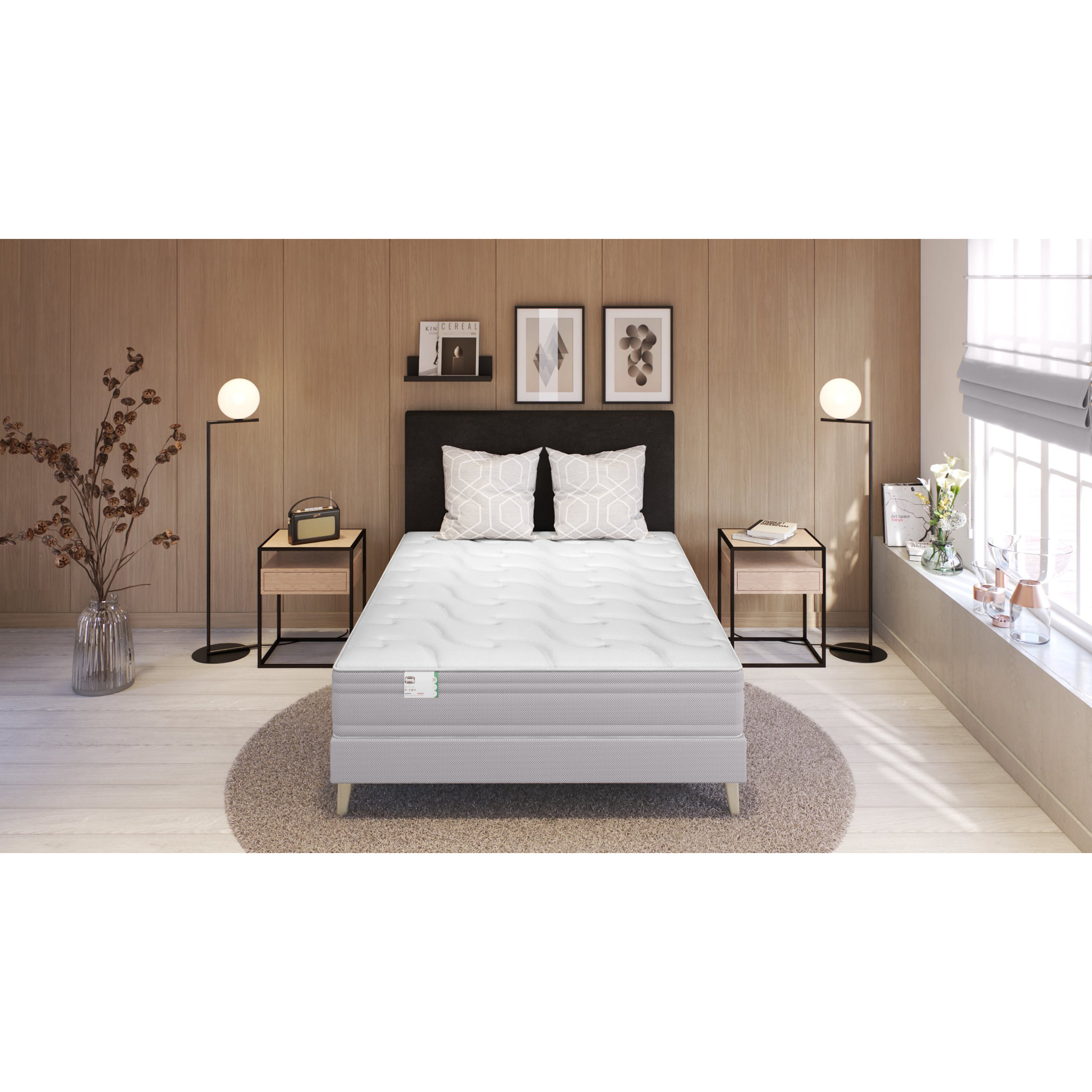 Ensemble LE PUISSANT, matelas H25 ressorts ensachés, mi-ferme, 2 sommiers