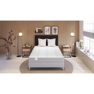 Ensemble LE PUISSANT, matelas H25 ressorts ensachés, mi-ferme, 2 sommiers