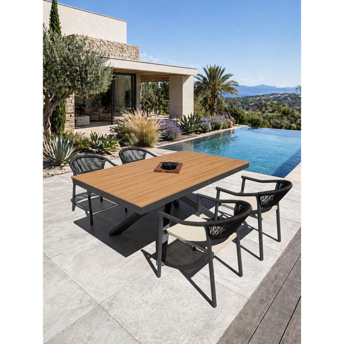 LAMU - Ensemble repas de jardin 4 places en alu - Gris anthracite
