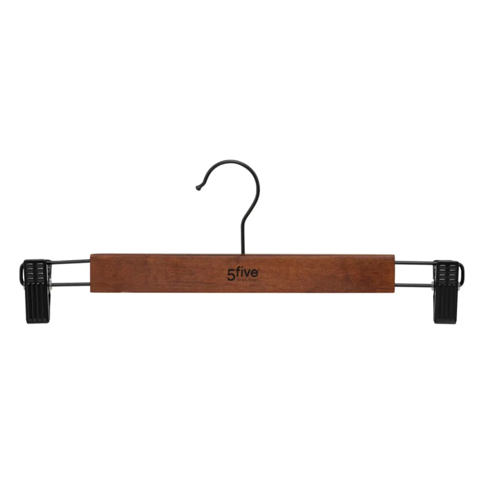 Lot de 2 cintres à pinces en bois foncé