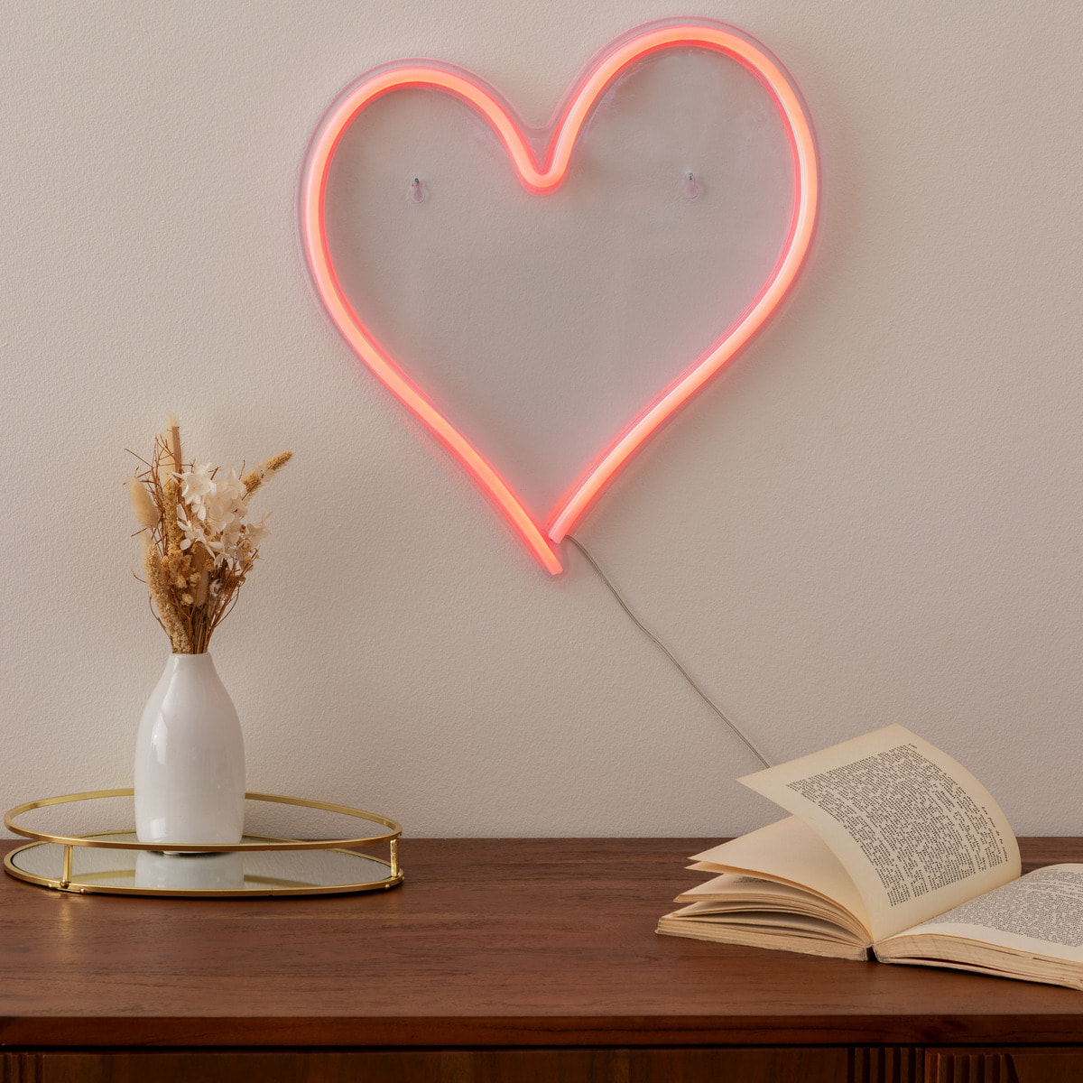 Tube néon mural led "Coeur" rouge L 32cm