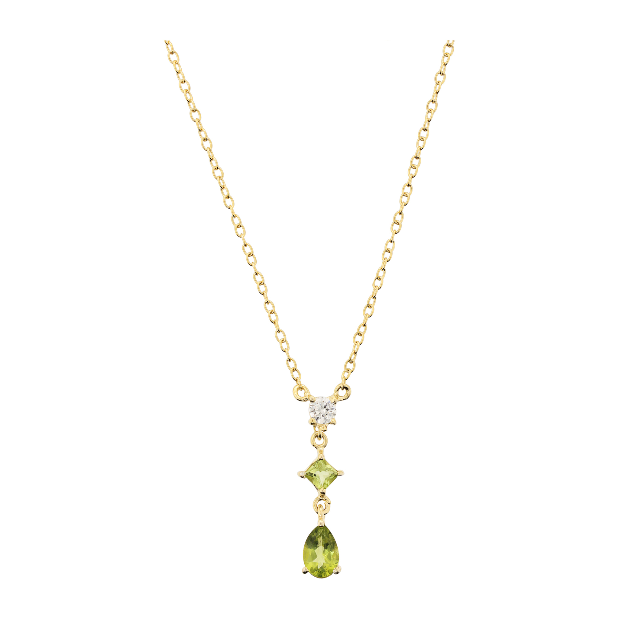 Collana in Argento 925 placcato Oro Giallo 18Kt con Ciondolo in Peridoto Verde
