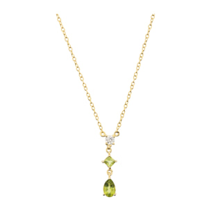 Collana in Argento 925 placcato Oro Giallo 18Kt con Ciondolo in Peridoto Verde
