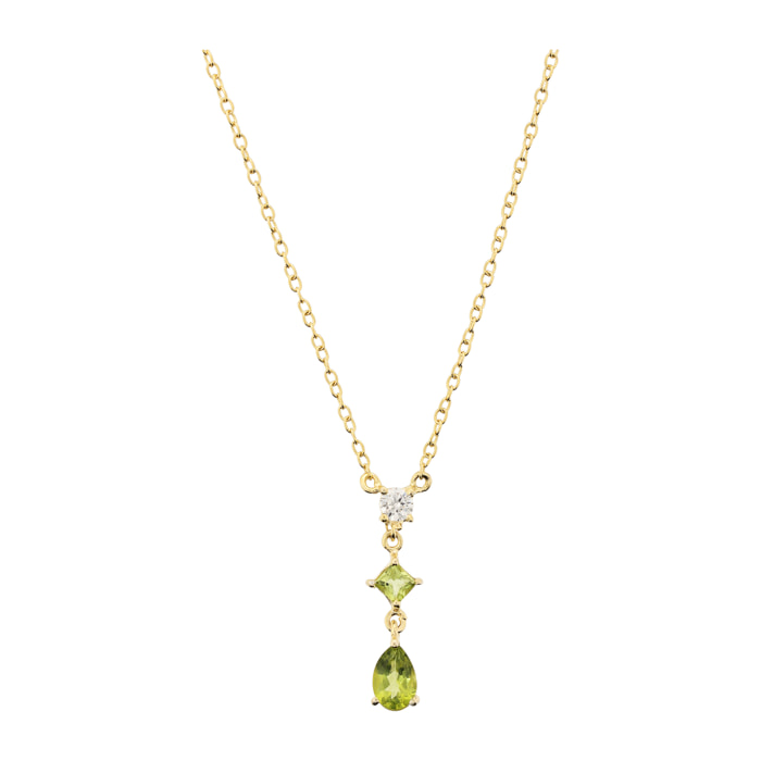Collana in Argento 925 placcato Oro Giallo 18Kt con Ciondolo in Peridoto Verde