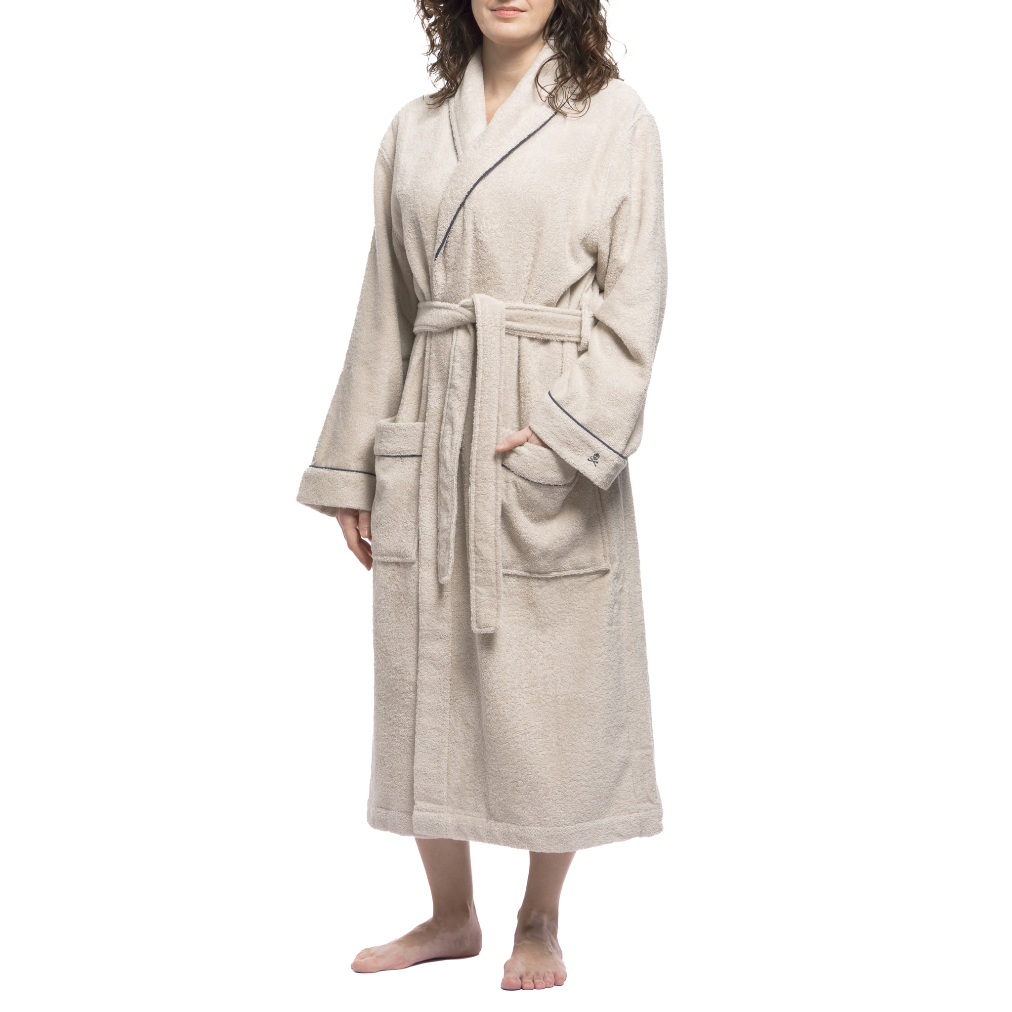 Scalpers albornoz liso con ribete y detalle bordado beige talla s-m