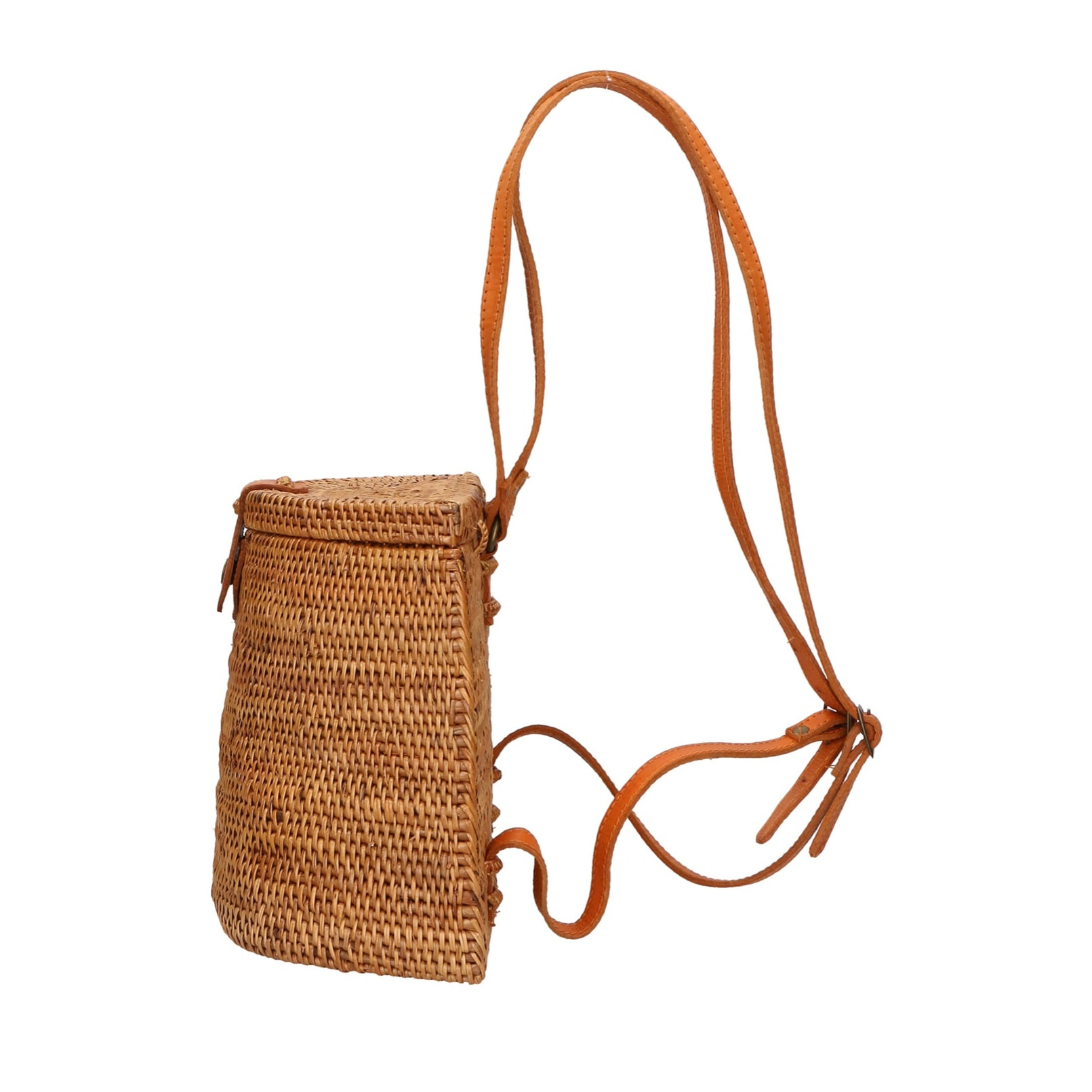 Zaino da donna in Rattan - Modello Leandra - Artigianale - 24.0 x 11.0 x 7.0 cm