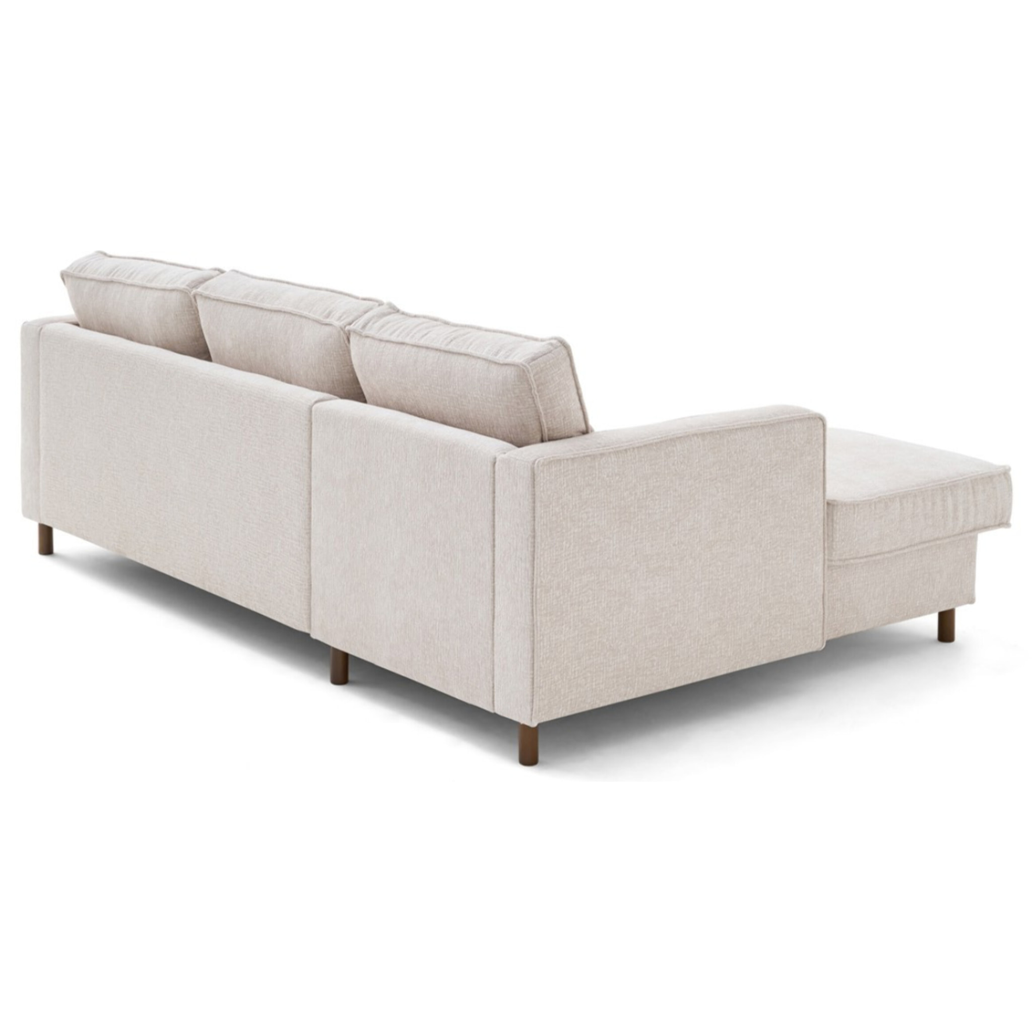 Jake - canapé d'angle gauche 4 places convertible avec coffre en tissu velours relief - Beige