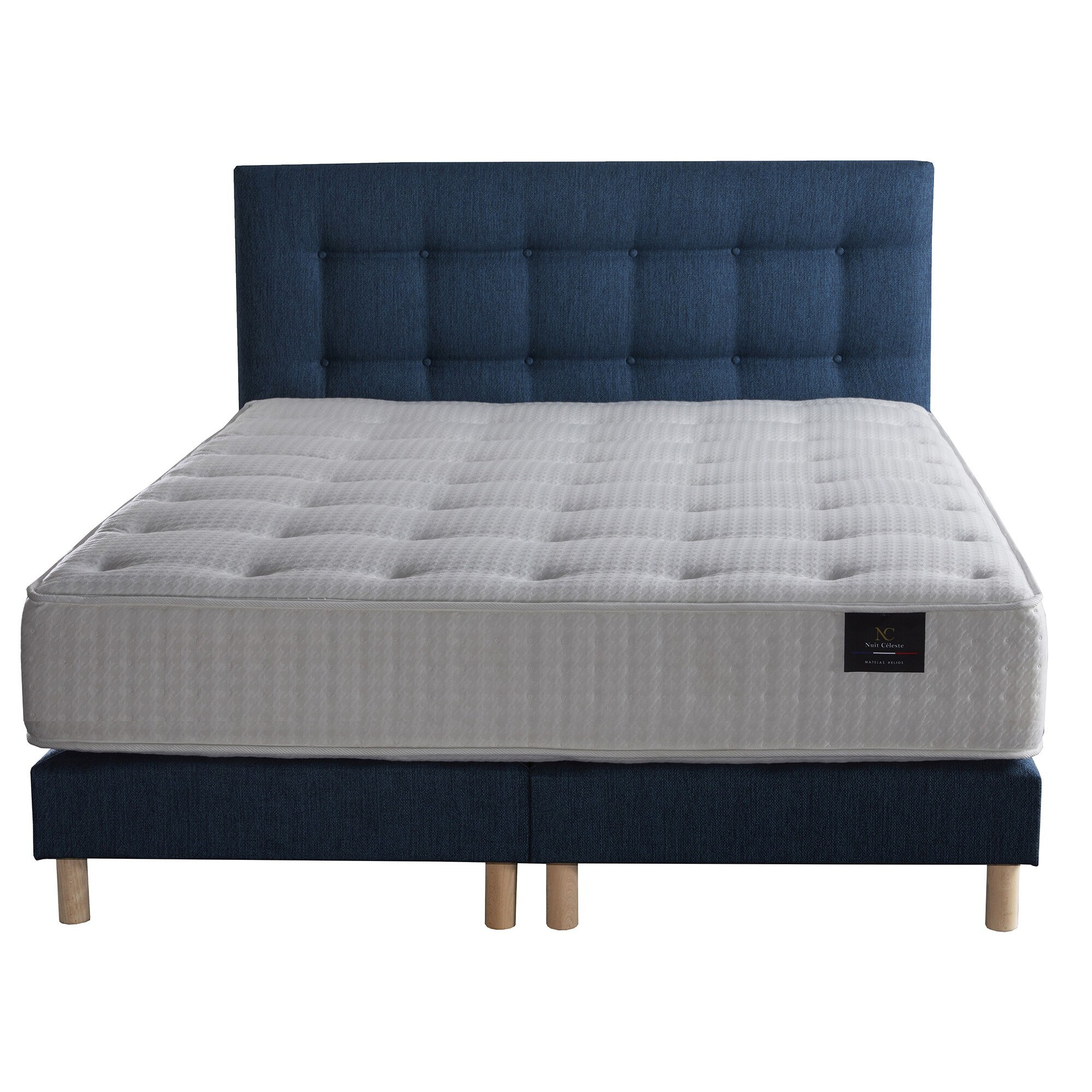 Ensemble Callisto + tête de lit capitonnée - Matelas Mousse Haute Résilience Mémoire de forme