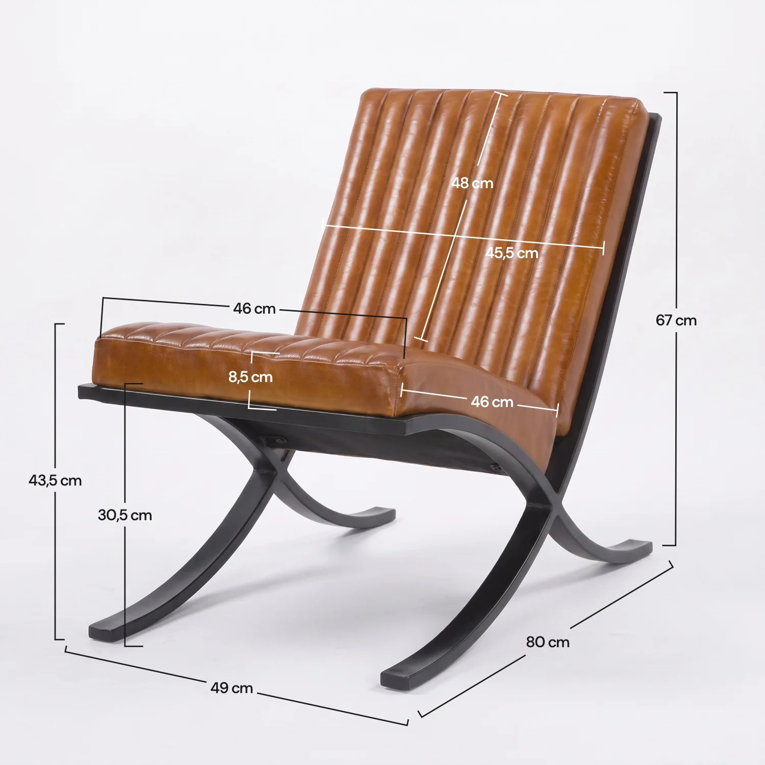 Fauteuil en cuir de buffle marron - Gustave