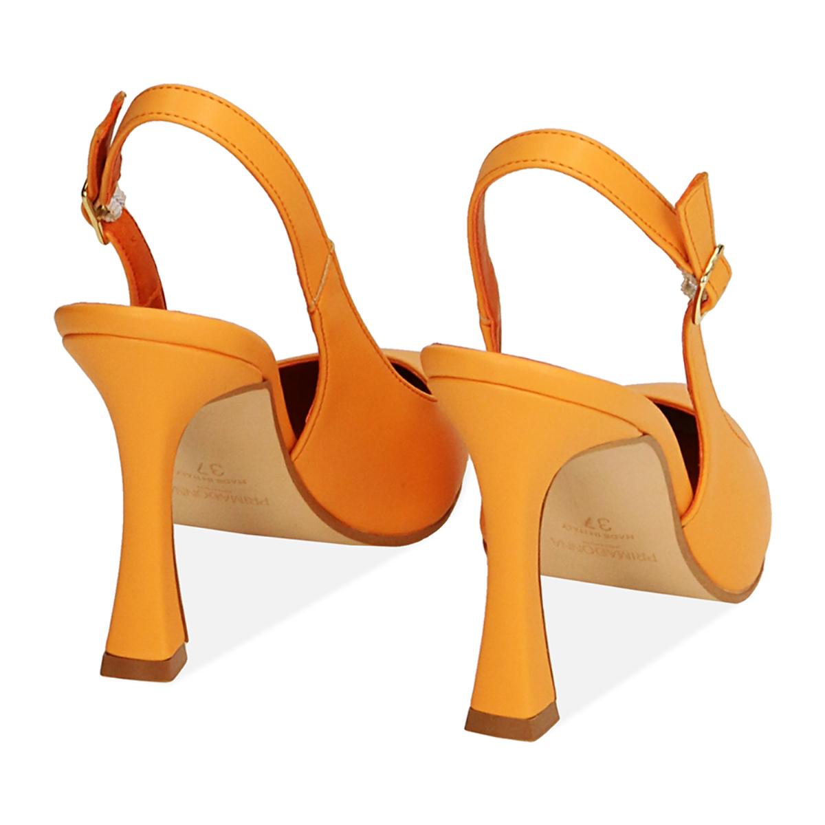 Décolleté slingback arancio, tacco 9,5 cm