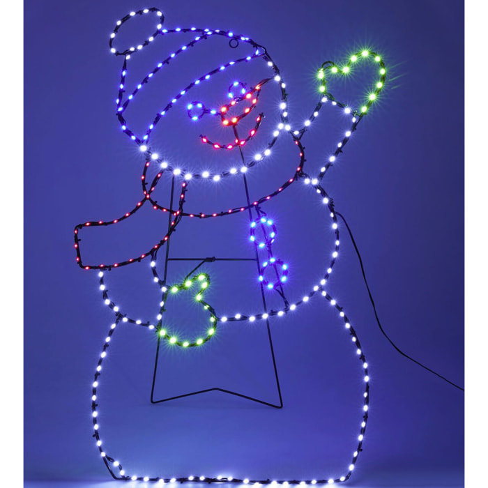Muñeco de nieve ondulante con 246 leds con función de temporizador y varios colores - altura 79cm