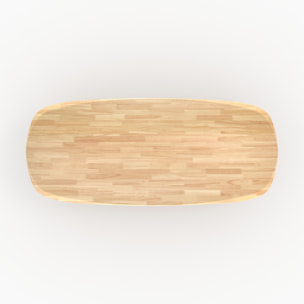 Table rectangulaire en bois d'hévéa massif clair 8 personnes - Merlin