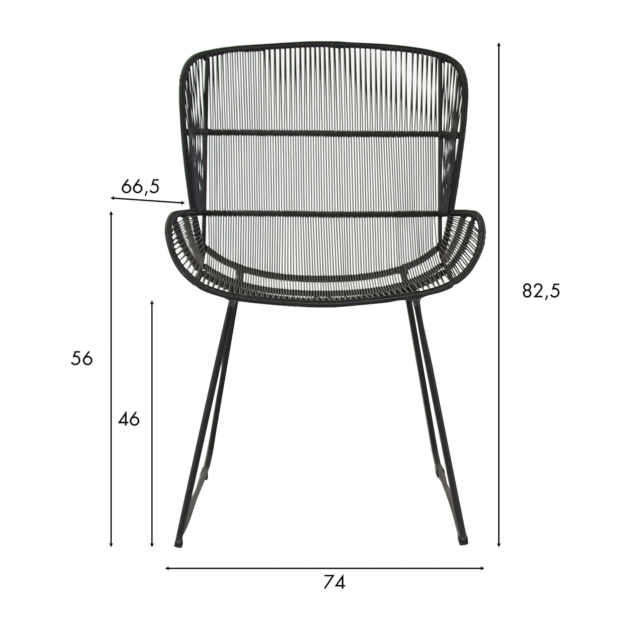 Fauteuil de table extérieur en polypropylène noir CON DAO