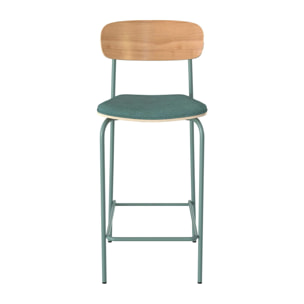 Lot de 2 chaises pour îlot central en tissu bleu canard 65 cm - Alba