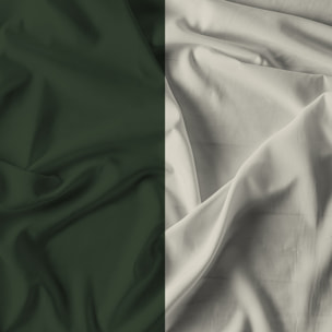 COMPLETO LETTO NATURAL COLOR, 100% Cotone, Made in Italy - VERDE OLIVA/PANNA