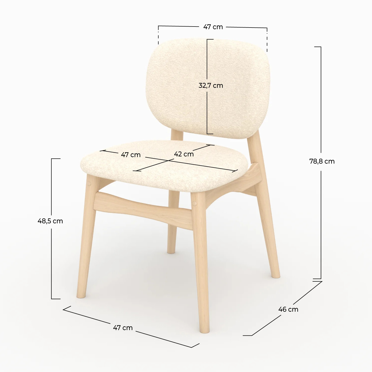 Lot de 2 chaises en tissu bouclé beige - Paulette