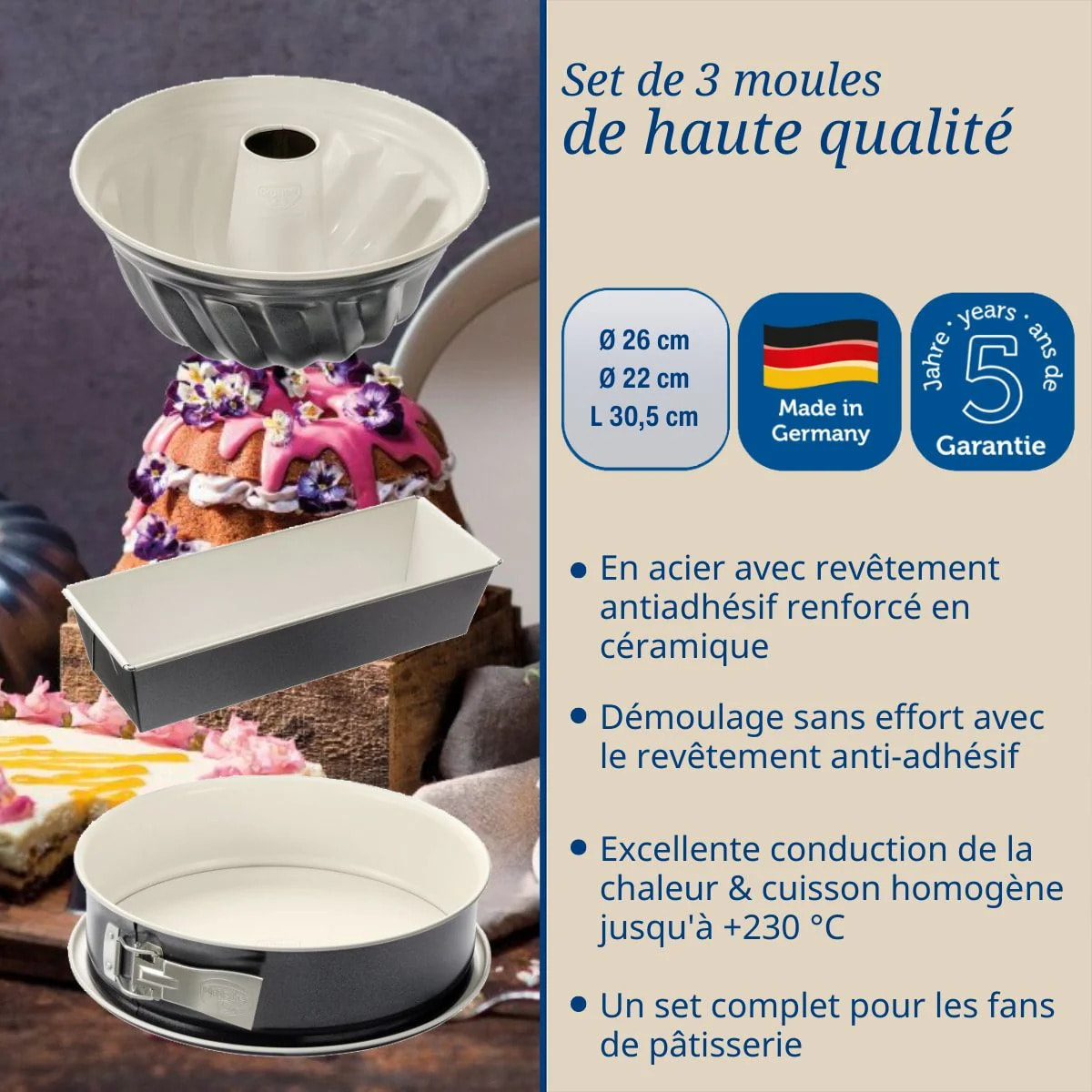 Set de 3 moules à pâtisserie Dr Oetker Back-Trend