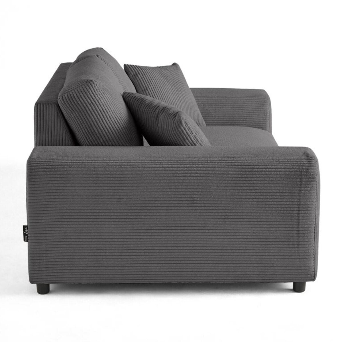 Garance - canapé droit 2 places - en velours côtelé - Gris foncé