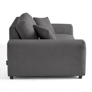 Garance - canapé droit 2 places - en velours côtelé - Gris foncé