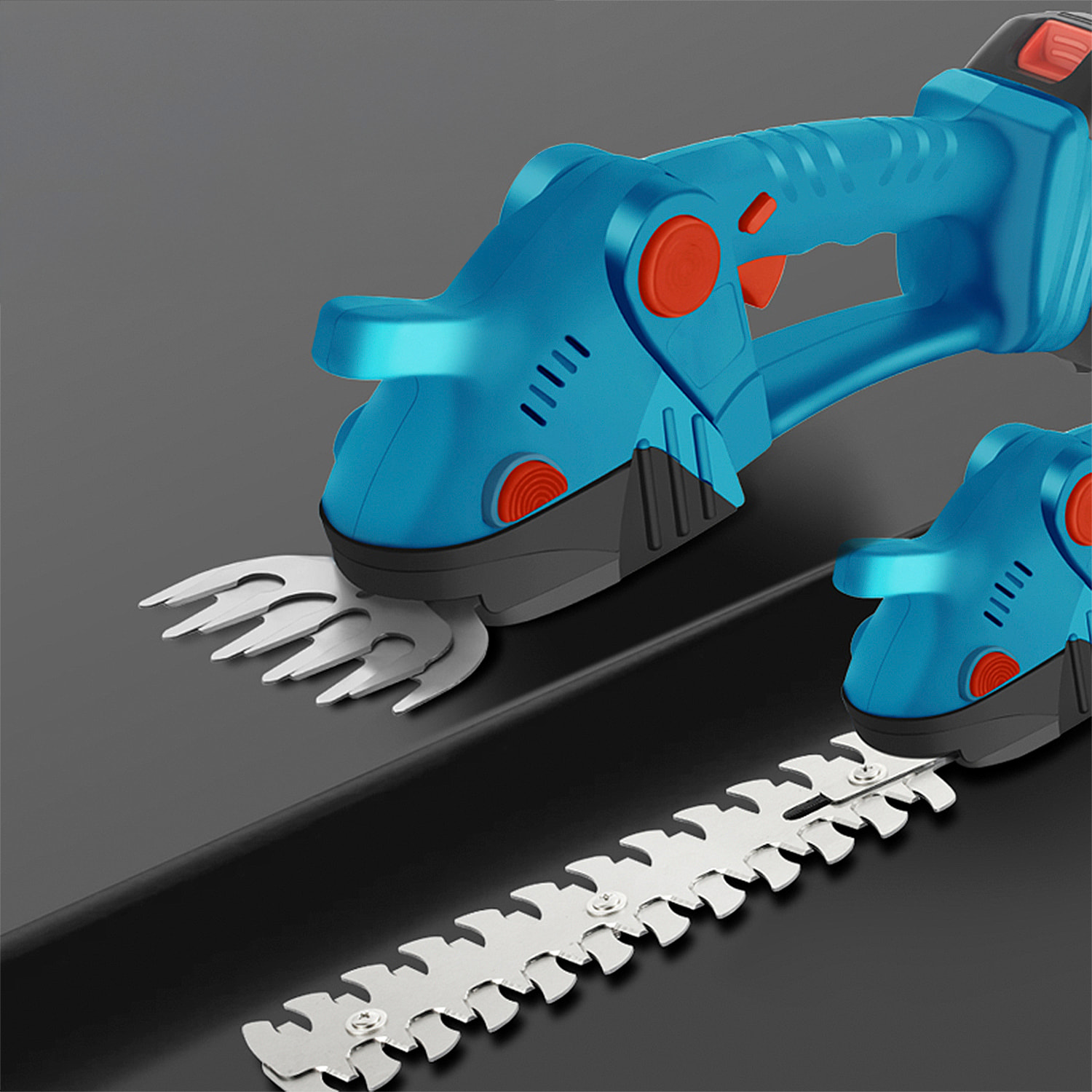 tagliasiepi elettrico con 1350 rpm, 15000mAh e manico allungato di 1,5 m.