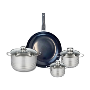 Ensemble de 1 Poêle de cuisson 28 cm et 3 faitouts 12, 14 et 20 cm Elo Prima Brillant