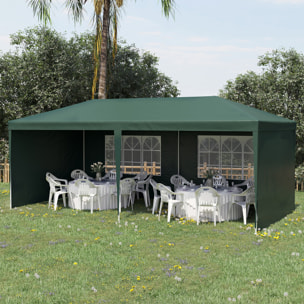 Carpa de Jardín 6x3 m con 4 Paredes Laterales y 2 Ventanas Visibles Cenador Gazebo de Exterior con Marco de Acero para Fiestas Eventos Bodas Verde