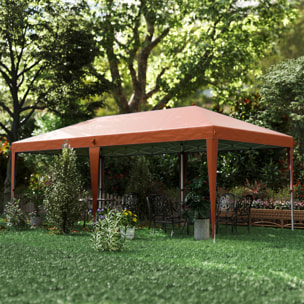 Carpa Plegable Gazebo 6x3 m Pop-up, Cenador Plegable con Altura Ajustable en 3 Niveles Toldo Anti-UV y Bolsa de Transporte para Camping Fiestas Café