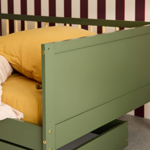 Lit enfant 90 x 190 cm pin naturel sommier à lattes inclus ELIO