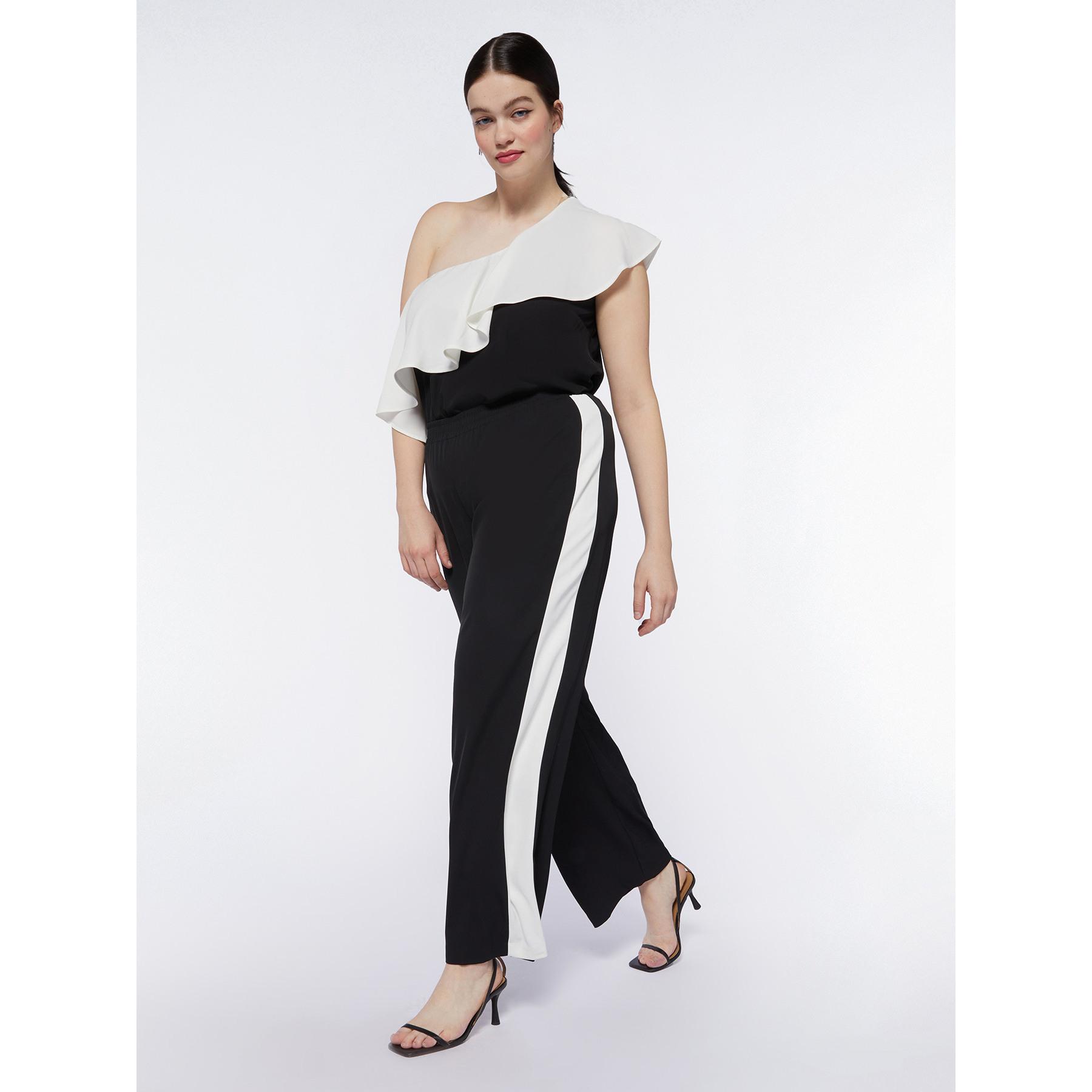 Fiorella Rubino - Pantalones wide leg con banda lateral - Negro