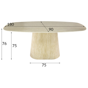 Aubin - table à manger - effet travertin - 4 à 6 personnes - Beige