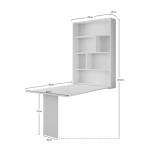 Mondrian - table murale rabattable avec rangements - 4 personnes - Blanc