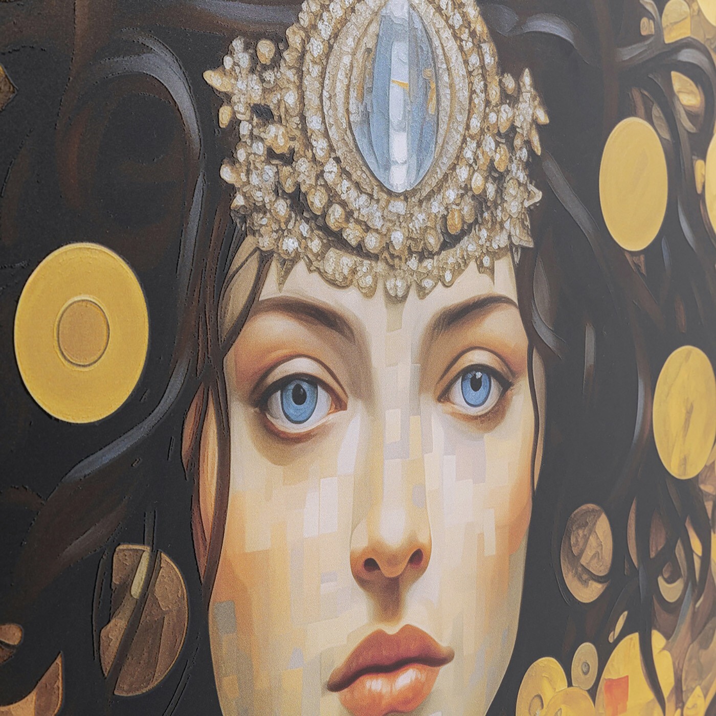 Tableau en verre femme Art Nouveau 120x120cm Kare Design