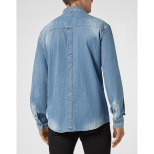 PHILIPP PLEIN Denim Shirt Ls Stripes